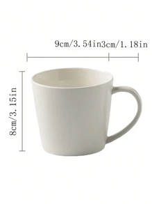1pc 250ml Ceramic Coffee Mug, Simple White Round Breakfast Cup, Suitable For Office And Home, Dishwasher Friendly, Holiday Gift, Microwave Friendly Latte, Tea & Milk Cup Back To School - White - View 2