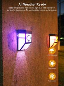 1pc Retro Style Solar Powered LED Grid Wall Lamp Outdoor Waterproof Balcony Garden Wall Light - White Yellow Light - View 1