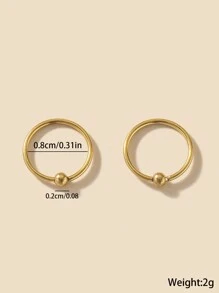 2入組個性化簡約不銹鋼女士鼻環，身體穿刺飾品聚會禮物