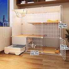 Cat Cage Indoor Cat Litter Box Bed Pan Toilet With Free Space Cat House For Breeding And Rearing Kittens - Multicolor - View 11