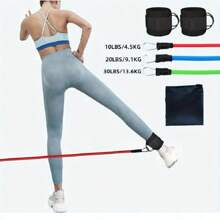 Ankle Strap Cable Resistance Bands Set With Elastic Cords - Foot Ankle Resistance Training Strengthener With Leg Core Power Exercise Rings Set - Red, Blue and Green - View 1