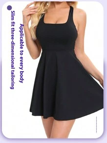 Tender Angel Tender Angel Women Quick-Dry Anti-Exposure Tennis/Badminton Sport Dress With Waist Cincher, Ideal For Fitness, Running, Yoga Short Dress