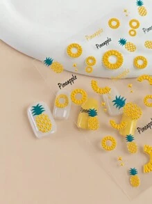 Tiebeauty 1 Sheet Fruit Pineapple Nail Art Stickers 5D Embossed Ananas Nail Art Decals Summer DIY Nail Decoration Manicure - Yellow - View 10