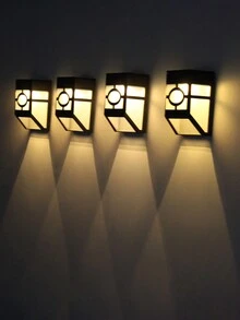 1pc Retro Style Solar Powered LED Grid Wall Lamp Outdoor Waterproof Balcony Garden Wall Light - White Yellow Light - View 8