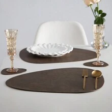 4pcs/1pc Faux Leather Placemats And Coasters, Heat-Resistant Non-Slip Washable Table Mats, Kitchen/Dining Room Decoration Trivet Mats, Nordic Style Coffee Coasters