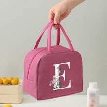 Bolso bandolera portacomidas de gran capacidad, impermeable y refrigerante. Adecuado para hombres, estudiantes, con bolsillos laterales. Bolso bandolera, bolso de hombro, con diseño de letra inicial del alfabeto de la A a la Z y con estampado de mariposa. Bolso de lona portátil para comida, organizador, bolso refrigerante para oficina, trabajo, escuela, maestros, mujeres, señoras.