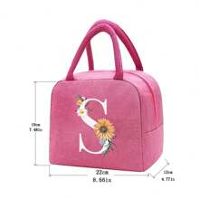 Bolso bandolera portacomidas de gran capacidad, impermeable y refrigerante. Adecuado para hombres, estudiantes, con bolsillos laterales. Bolso bandolera, bolso de hombro, con diseño de letra inicial del alfabeto de la A a la Z y con estampado de mariposa. Bolso de lona portátil para comida, organizador, bolso refrigerante para oficina, trabajo, escuela, maestros, mujeres, señoras.