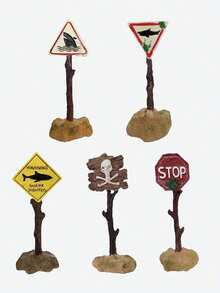 2pcs Warning Sign Design Landscape Ornament, Underwater Wreck Submarine Decoration For Fish Tank Aquarium For Decoration Random Color - Multicolor - View 8