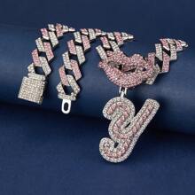 1 pieza Colgante de letra inicial A-Z Hip-Hop, enlace de cadena china unisex, collar Y2K de joyería perfecto para niñas como regalo para fiestas - 1003 - Ver 18