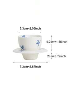 1pc Ceramic Tea Cup & Saucer Set, Mini Hand-Painted Butterfly Orchid Teacup With Coaster, Kungfu Tea Set, Single Cup Gift