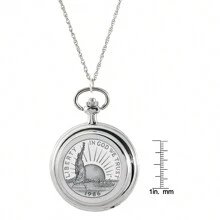 Statue Of Liberty Commemorative Half Dollar Coin Pocket Watch Coin Pendant Necklace