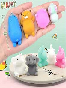 12 stks willekeurige kleur en stijl schattig diervormig mochi squishy speelgoed, stress- en grapspeelgoed voor studenten - Veel kleurig - Bekijken 2