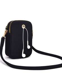 1 chiếc túi đeo chéo mini tối giản thời trang, ví đựng tiền xu dọc có ngăn đựng điện thoại, quà tặng thường ngày khi đi du lịch hoặc đi học. - màu đen - Xem 6