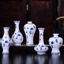 1/3/5pcs Chinese Style Blue And White Porcelain Vase, Handmade Craft, Ideal For Living Room, Bedroom, Dining Room, Study Decoration, Coffee Shop Display, Perfect Gift For Festivals Such As Spring Festival, Valentine's Day, Mother's Day Home Decor Room Decor Flower Vase Glass Vase