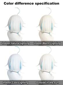 Short Straight Spiky Layered Fluffy Pure White Wig With Cyan Blue Hair Highlights Synthetic Heat Resistant Fiber Hair Anime Cosplay Wig With Cute Straight Hair Clip For Halloween Carnival Comic Exhibition School Game Show Party Costume Wig With Bangs For Men Christmas Gift - Blue Highlight - View 7
