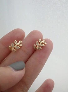 2pcs/1 Set Gold-Colored Leaf Shaped Ladies Clip Earrings, Adjustable Simple Earrings, Suitable For Daily Wear Halloween