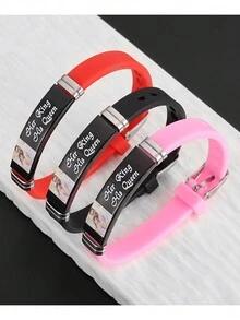 彩色印花欧美新款钥匙国王他的女王皇冠不锈钢浪漫情侣手链情人节女士手链 - 彩印女士手鍊 - 查看 1