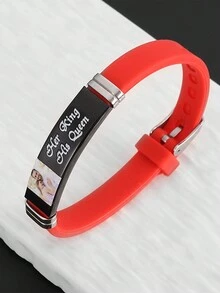 彩色印花欧美新款钥匙国王他的女王皇冠不锈钢浪漫情侣手链情人节女士手链 - 彩印女士手鍊 - 查看 5