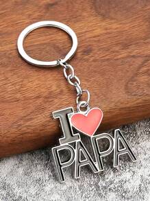 Llavero de aleación elegante en forma de corazón con \"MAMA PAPA\", con letras en inglés, unisex para el Día del Padre / Día de la Madre, regalo familiar, llavero de metal con colgante. Una idea de regalo pequeño y clásico para el Día de la Madre. También es un colgante de bolso con anillo en hebilla de moda.