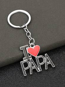 Llavero de aleación elegante en forma de corazón con \"MAMA PAPA\", con letras en inglés, unisex para el Día del Padre / Día de la Madre, regalo familiar, llavero de metal con colgante. Una idea de regalo pequeño y clásico para el Día de la Madre. También es un colgante de bolso con anillo en hebilla de moda.