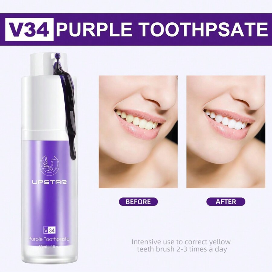 V34 Purple Whitening Toothpaste 30ml Personal Care Cleaning Toothpaste