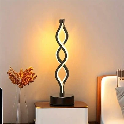 1pc 3-Color Warm Light LED Spiral Table Lamp, Perfect For KTV, Coffee Shop, Bedroom As Bedside Decoration And Night Light, USB Powered