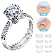 8pcs/16pcs/Set Invisible Adjustable Ring Sizers, Soft Non-Harmful Ring Jewelry Adjuster Pads For Finger Size - White - View 1