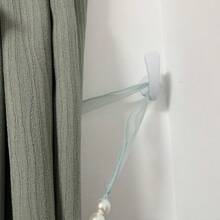 1pc Cuerda de Abrazadera de Cortina Blanca con Borla y Gancho de Pared, Accesorio de Decoración del Hogar de Aleación de Aluminio - Blanco - Ver 1