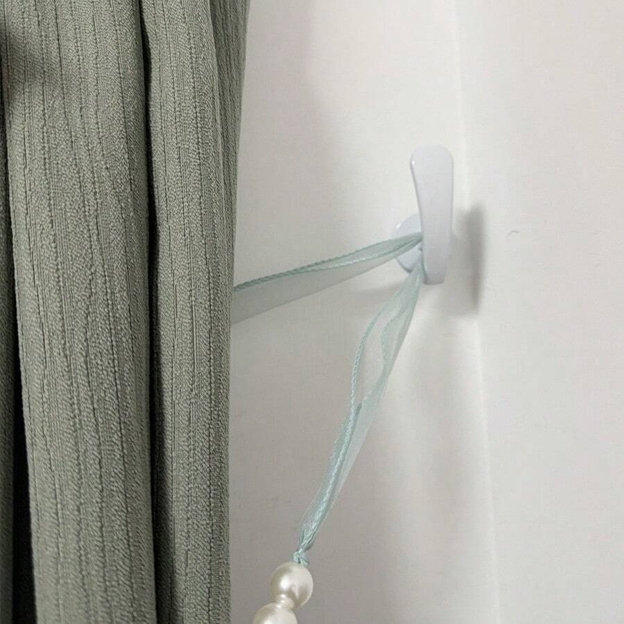 1pc Cuerda de Abrazadera de Cortina Blanca con Borla y Gancho de Pared, Accesorio de Decoración del Hogar de Aleación de Aluminio - Blanco - Ver 1
