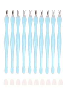 10pcs Nail Cuticle Remover Tool Set With Plastic Handle For Dead Skin And Callus Removal, Suitable For Fingernail And Toenail Repair And Shaping - Multicolor - View 13
