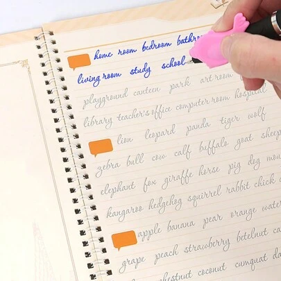 1pc 3pcs/Set Reusable English Calligraphy Exercise Book, Groove Magic 3D Calligraphy Practice Book, Letter, Word, Sentence Handwriting Exercise Book, Very Suitable For Learning Cursive And Printed Handwriting To Change Writing Habits, Learning Calligraphy Auxiliary Supplies