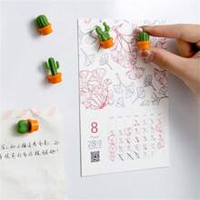 6 pezzi Magneti da frigo creativi e carini a forma di pianta verde, cactus, decorazioni per il frigorifero, adesivi magnetici per messaggi