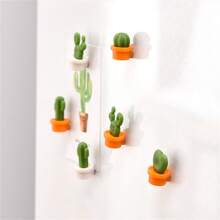 6 pezzi Magneti da frigo creativi e carini a forma di pianta verde, cactus, decorazioni per il frigorifero, adesivi magnetici per messaggi