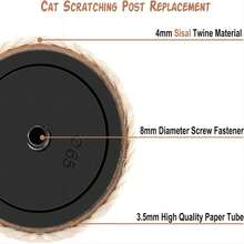 JOPOY 1 Root M8 Cat Scratching Post Replacement, 15.5 X 3 Inches Natural Sisal Cat Tree Post Replacement, Replacement Cat Scratching Post For Kitten Tree Tower Cat Furniture Accessories - White - View 8
