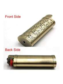 1入組金屬打火機套外殼，復古花卉壓紋設計，適用於BIC J5型號打火機 - 彩色 - 查看 4