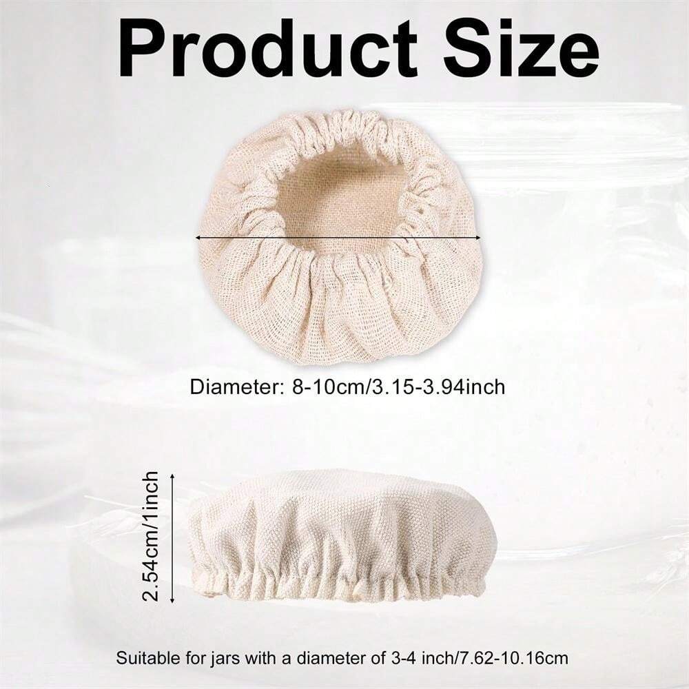 3pcs Cloth Covers For Sourdough Starter Jar, Cotton Elastic Cloth Jar Covers Reusable Cloth Lid