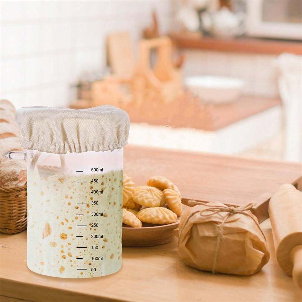 3pcs Cloth Covers For Sourdough Starter Jar, Cotton Elastic Cloth Jar Covers Reusable Cloth Lid