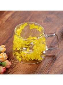 1 pezzo, Tazza da caffè in vetro con petali di fiori all"interno, 200ML/6.76OZ Tazze per caffè espresso a doppia parete, Tazze isolanti per liquidi con sabbia mobile, Drinkware estivo invernale, Regali di compleanno - Multicolore - Visualizzare 12