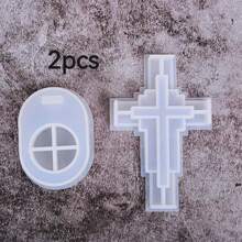 2pcs/Set Cross Candlestick Epoxy Mold DIY Candle Candlestick Silicone Casting Mold DIY Resin Cross Candlestick Silicone Mold For DIY Handmade Home Party Decoration