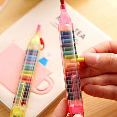 Bộ 2 bút sáp màu dầu 20 màu có thể thay đổi, bộ bút sáp màu vẽ tranh cho trẻ em (màu ngẫu nhiên), mùa tựu trường.