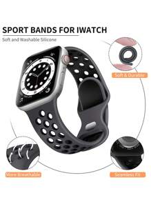 运动表带兼容 表带 38 毫米 40 毫米 41 毫米 45 毫米 46 毫米 44 毫米 42 毫米 49 毫米 男女适用，柔软硅胶透气腕带替换表带兼容 Ultra 2 SE 系列 10 9 8 7 6 5 4 3 2 1 - 42/44/45/46/49(S/M) - 查看 3