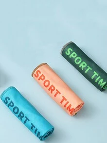 1入組印花運動毛巾，適用於跑步、健身、擦汗、降溫、防風披肩、身體護理、快速乾燥毛巾