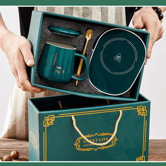 1set 55℃ Constant Temperature Ceramic Mug, Suitable For Family Gatherings, Mother's Day, Father's Day, Valentine's Day, Birthday Gifts, For Grandma, Mom, Sisters, Friends As Thermal Insulated Cup Gift Back To School