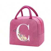 Bolso bandolera portacomidas de gran capacidad, impermeable y refrigerante. Adecuado para hombres, estudiantes, con bolsillos laterales. Bolso bandolera, bolso de hombro, con diseño de letra inicial del alfabeto de la A a la Z y con estampado de mariposa. Bolso de lona portátil para comida, organizador, bolso refrigerante para oficina, trabajo, escuela, maestros, mujeres, señoras.