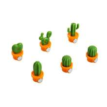 6 pezzi Magneti da frigo creativi e carini a forma di pianta verde, cactus, decorazioni per il frigorifero, adesivi magnetici per messaggi