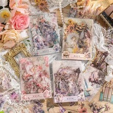 Thú Cưng Miếng Dán Chất Liệu Gói Ánh Sáng Ban Ngày Giả Tưởng Loạt Bài Thơ, Retro Charaters Tạp Chí Sổ Lưu Niệm Miếng Dán Trang Trí, 25 Tờ - Hồng - Xem 2