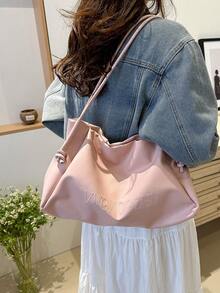 2024年春季風格女包韓版簡約時尚大容量肩袋高檔通勤手提袋 - 粉色 - 查看 4