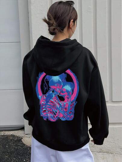 DGCC Sudaderas de mujer unisex estampada skull lovers under psychedelic