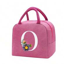 Bolso bandolera portacomidas de gran capacidad, impermeable y refrigerante. Adecuado para hombres, estudiantes, con bolsillos laterales. Bolso bandolera, bolso de hombro, con diseño de letra inicial del alfabeto de la A a la Z y con estampado de mariposa. Bolso de lona portátil para comida, organizador, bolso refrigerante para oficina, trabajo, escuela, maestros, mujeres, señoras.