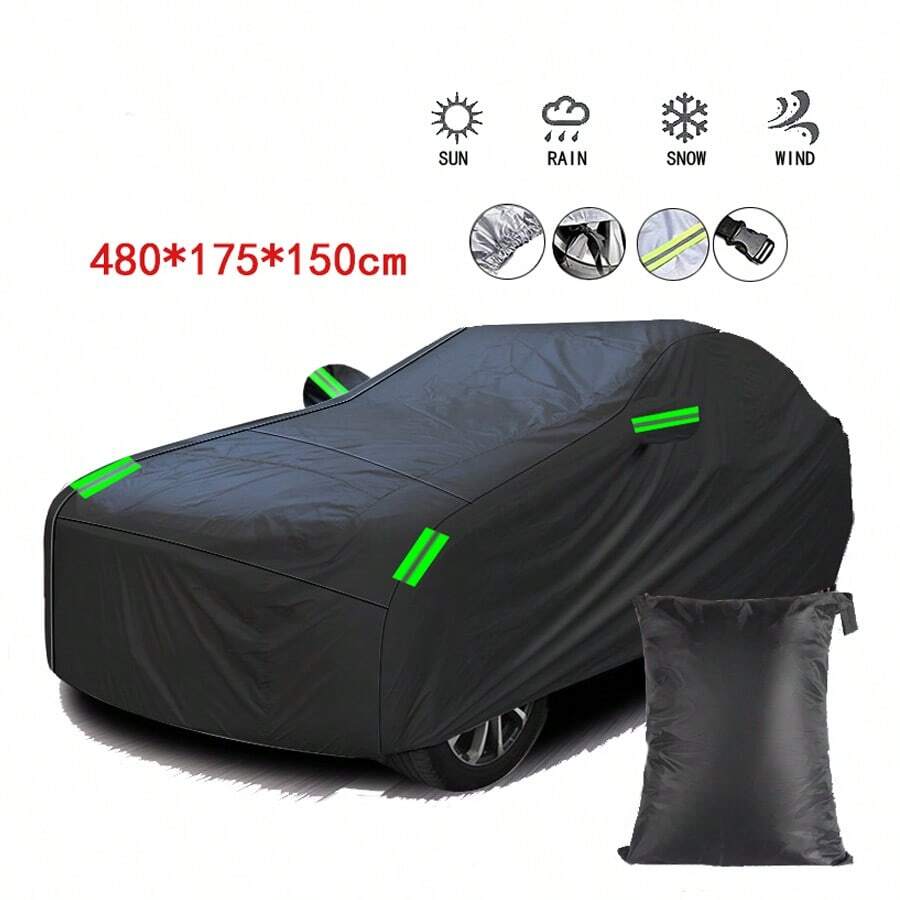 Full Car Cover With Reflective Stripes - Black - View 1